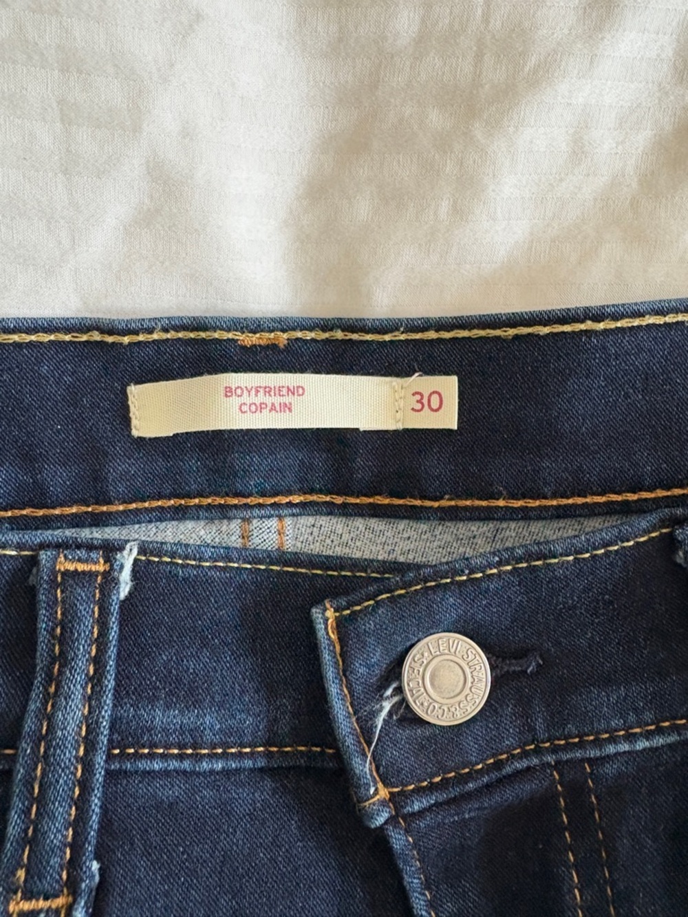 Levi's Dark Indigo Boyfriend Jeans with Contrast Stitching